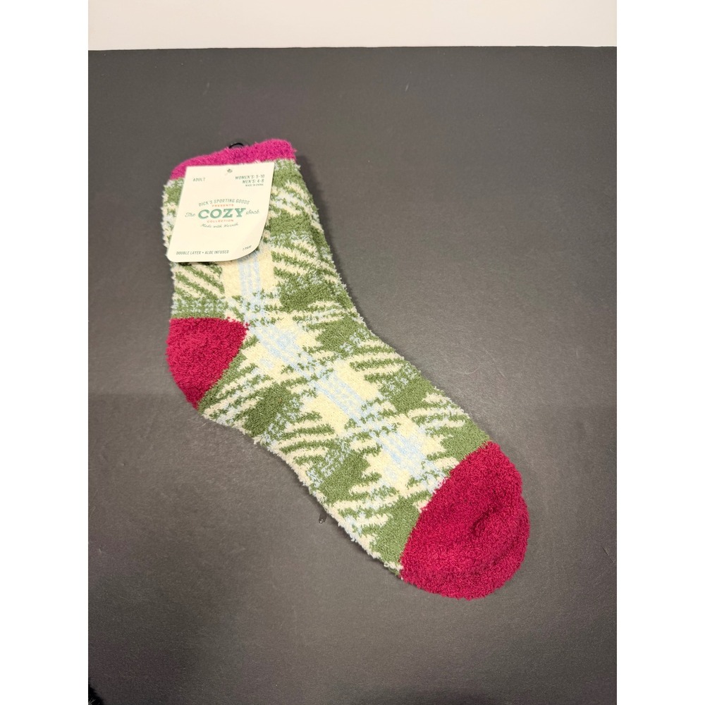 Dicks Sporting Goods The Cozy Sock Plaid Green Magenta Sz 5-10 NEW